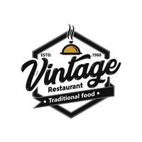 årgång mat och restaurang logotyp vektor mall
