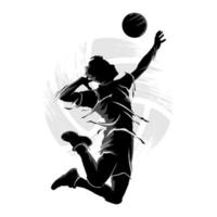 abstrakte Silhouette eines männlichen Volleyballspielers, der springt und den Ball schlägt vektor