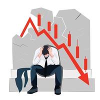geschäftsmannstress frustriert über marktcrash wirtschaft schlechter markthandel vektor