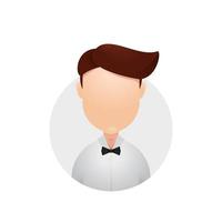 servitör piccolo bellboy vit skjorta fjäril slips avatar porträtt huvud Nej ansikte ikon illustration vektor