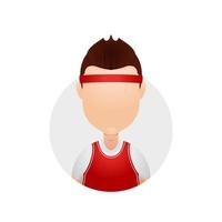 basketballspieler mit rotem trikothemd und stirnband avatar charakter symbol illustration vektor