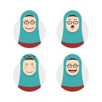 Blue Tosca Hijab Hijaber trägt Brillen-Avatar-Foto mit Gesichtsausdruck-Set-Illustration vektor