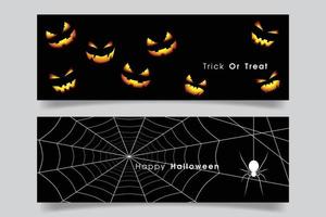 Banner-Set mit Halloween-Kürbis und Spinne. vektor