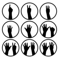 schwarze hände, die von 1 bis 9 mit fingersymbol-illustrationsvektoren zählen vektor