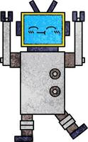 Retro-Grunge-Textur Cartoon glücklicher Roboter vektor