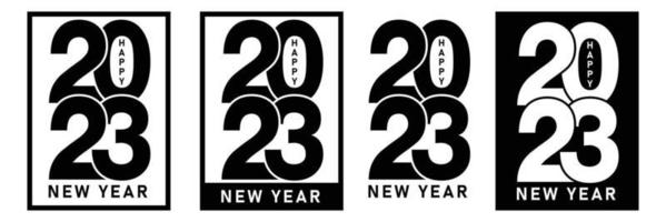 2023 Lycklig ny år logotyp text design. 2023 siffra design mall. vektor illustration. isolerat på vit bakgrund.