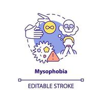 mysofobi begrepp ikon. rädsla av förorening och mikrober. mest allmänning fobi abstrakt aning tunn linje illustration. isolerat översikt teckning. redigerbar stroke. vektor