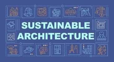 miljö- arkitektur ord begrepp mörk blå baner. minska co2 utsläpp. infographics med ikoner på Färg bakgrund. isolerat typografi. vektor illustration med text.