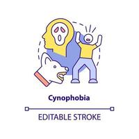 Cynophobie-Konzept-Symbol. überwältigende Angst vor Hunden. häufigste Phobie abstrakte Idee dünne Linie Illustration. isolierte Umrisszeichnung. editierbarer Strich. vektor