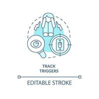 Track löst türkisfarbenes Konzeptsymbol aus. vor termin mit therapeut abstrakte idee dünne linie illustration. isolierte Umrisszeichnung. editierbarer Strich. vektor