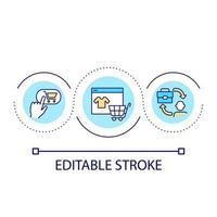 Symbol für das Konzept der Online-Shopping-Schleife. elektronischer Handel. Internetshop. Business-to-Customer-Modell abstrakte Idee dünne Linie Illustration. isolierte Umrisszeichnung. editierbarer Strich. vektor