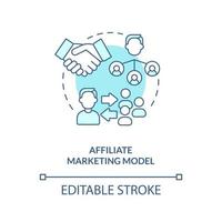 Symbol für das türkisfarbene Konzept des Affiliate-Marketing-Modells. Provision zahlen. Geschäftsmodell abstrakte Idee dünne Linie Illustration. isolierte Umrisszeichnung. editierbarer Strich. vektor