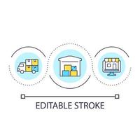 Symbol für das Konzept der Lieferservice-Schleife. Produkte und Warenlagerung. Online-Marktplatz. E-Commerce abstrakte Idee dünne Linie Illustration. isolierte Umrisszeichnung. editierbarer Strich. vektor