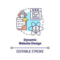 dynamisk hemsida design begrepp ikon. webb design snäll abstrakt aning tunn linje illustration. databasdriven webbplats. isolerat översikt teckning. redigerbar stroke. vektor