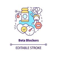 beta blockerare begrepp ikon. minska fysisk symtom. fobi behandling abstrakt aning tunn linje illustration. isolerat översikt teckning. redigerbar stroke. vektor