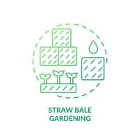 Symbol für Strohballen im Garten mit grünem Farbverlauf. Containerbepflanzung. wachsende Pflanzen. gartenmethode abstrakte idee dünne linie illustration. isolierte Umrisszeichnung. vektor
