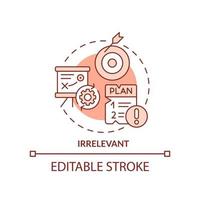 irrelevant röd begrepp ikon. misstag beslut. nackdel av företag planera abstrakt aning tunn linje illustration. isolerat översikt teckning. redigerbar stroke. vektor