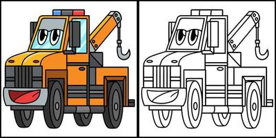 bogsera lastbil med ansikte fordon färg illustration vektor