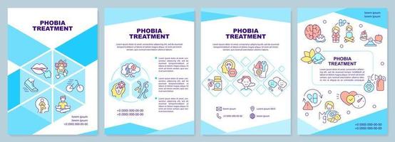 Broschürenvorlage zur Behandlung von Phobien. Therapietechniken. Broschürendesign mit linearen Symbolen. 4 Vektorlayouts für Präsentationen, Jahresberichte. vektor