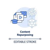 Symbol für die Umnutzung von Inhalten in hellblaues Konzept. tendenz in der fähigkeitsentwicklung abstrakte idee dünne linie illustration. isolierte Umrisszeichnung. editierbarer Strich. vektor