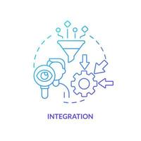 Symbol für das blaue Farbverlaufskonzept der Integration. Geschäftsprozess. element der abstrakten idee des lieferkettenmanagements dünne linie illustration. isolierte Umrisszeichnung. vektor