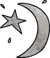 strukturiertes Cartoon-Doodle des Mondes und eines Sterns vektor