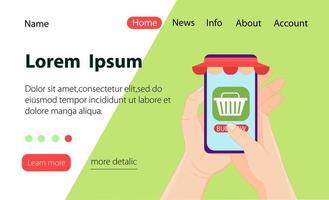 uppkopplad handla via smartphone Ansökan, e-handel vektor design