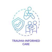 Symbol für Trauma-Informed-Care-Konzept mit blauem Farbverlauf. Patienten erfahren Heilung. psychische Gesundheit Trend abstrakte Idee dünne Linie Illustration. isolierte Umrisszeichnung. vektor