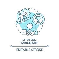 Symbol für das türkisfarbene Konzept der strategischen Partnerschaft. Käufer-Verkäufer-Interaktion abstrakte Idee dünne Linie Illustration. isolierte Umrisszeichnung. editierbarer Strich. vektor