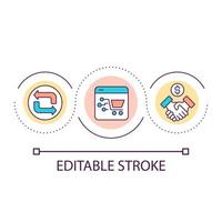 Symbol für das Konzept des Deal-Online-Loops machen. E-Commerce. Kaufen und kaufen im Internet. abstrakte idee des digitalen marketings dünne linie illustration. isolierte Umrisszeichnung. editierbarer Strich. vektor