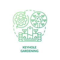 Schlüsselloch-Gartenarbeit grünes Farbverlauf-Konzept-Symbol. kreisförmiger Garten. wachsende Pflanzen. gartenmethode abstrakte idee dünne linie illustration. isolierte Umrisszeichnung. vektor