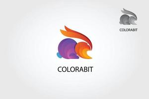 Farbe-Kaninchen-Vektor-Logo-Vorlage auf weißem Hintergrund. Dieses Logo ist professionell sauber und elegant und kann für Designstudios, Architekturagenturen, Marketing, Softwareentwicklung und App usw. verwendet werden. vektor