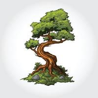 träd vektor tecknad serie illustration. grön träd eller eco natur begrepp illustration.
