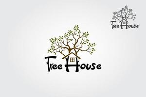 träd hus är ett belysande logotyp, elegant, natur, modern för miljö- vård relaterad företag den där kan vara använda sig av för multipurpose företag. vektor