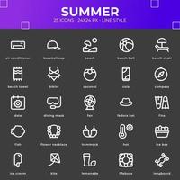 Sommer-Icon-Pack mit schwarzer Farbe vektor