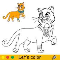halloween egyptisk katt färg för barn med mall vektor