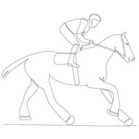 kontinuierliche Linienzeichnung Mann Reiten Vektor Illustration