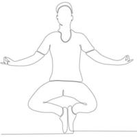 Kontinuierliche Linienzeichnung des Menschen durch Körper-Yoga-Vektorillustration vektor