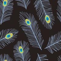 Ästhetische Pfauenfedern nahtloses Muster. tropische vogelfedern hintergrund. pfauenauge und federn abstraktes design für textilgewebeabdeckungsvektorillustration vektor