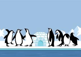 nordpolarktis mit pinguinlandschaftsansicht vektor