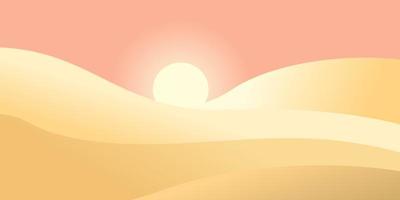 Wüstenlandschaft im minimalistischen Stil mit Sonnenuntergang und Dünen. Vektor-Illustration vektor