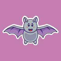 tecknad serie ikon illustration av en söt fladdermus i flyg. halloween begrepp. enkel premie design vektor