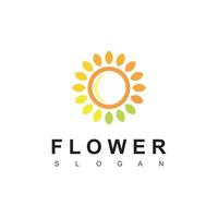 Sol blomma logotyp design mall vektor