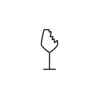 Zerkleinertes Weißweinglas-Symbol auf weißem Hintergrund. Einfach, Linie, Silhouette und sauberer Stil. Schwarz und weiß. geeignet für symbol, zeichen, symbol oder logo vektor