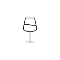 Rotweinglas-Symbol mit halb gefüllt mit Wasser auf weißem Hintergrund. Einfach, Linie, Silhouette und sauberer Stil. Schwarz und weiß. geeignet für symbol, zeichen, symbol oder logo vektor
