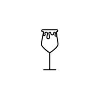 vit vin glas ikon med överfylld med vatten på vit bakgrund. enkel, linje, silhuett och rena stil. svart och vit. lämplig för symbol, tecken, ikon eller logotyp vektor