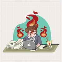 stress bei der arbeit handzeichnung illustration vektor