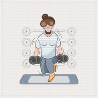 Frau Fitness Handzeichnung Vektor-Illustration vektor