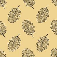 sömlös mönster med ek blad.ek löv med en skön ornament.vektor isolerat bakgrund med konturer av fallen löv. textur för textilier eller omslag papper.höst mönster. vektor