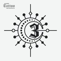 Nummer 3 Tattoo-Logo vektor